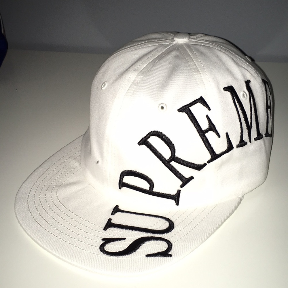 Supreme White Side Arc 6 Panel Hat